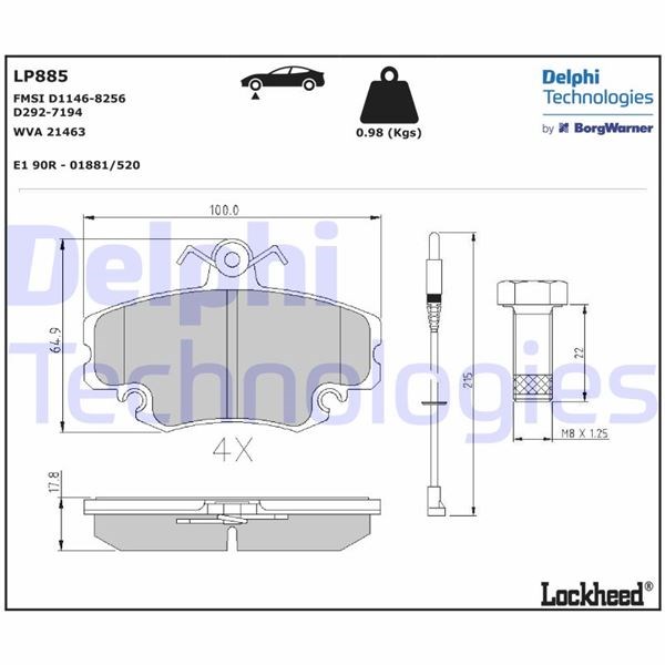 Renault R9 R19 R21 Clio 1 2 Megane 1 Twingo Logan Sandero Solenza Ön Balata... DELPHI