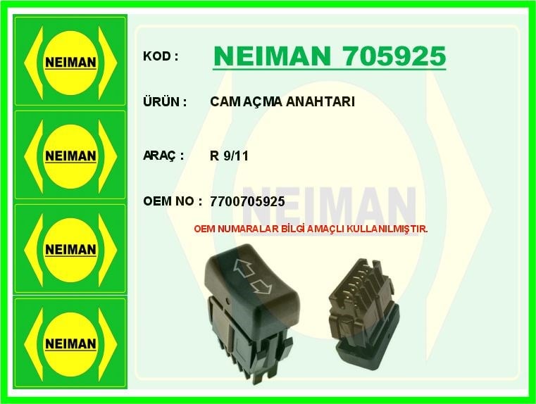 Renault R9 R11 Tekli 5 Pin Cam Açma Anahtarı BESCHER