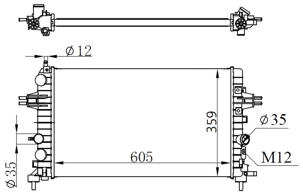 Radyatör Astra H- Zafira 1.6-1.8 Ac Klimasız Mek 605X359x23