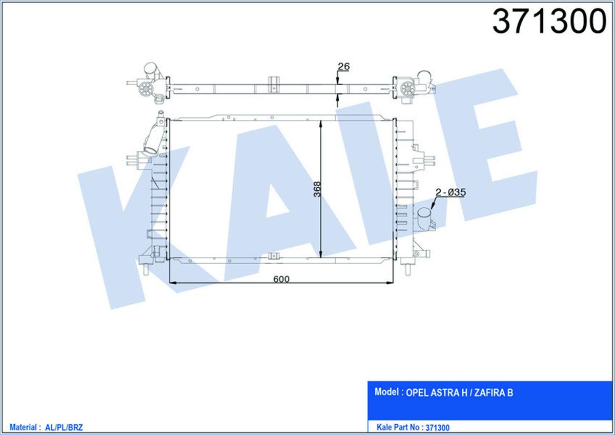 Radyatör Su 1.3-1.7-1.9 Cdtı 04=>Astra H Zafira 1.7-1.9 Cdtı 05=>(Mek)