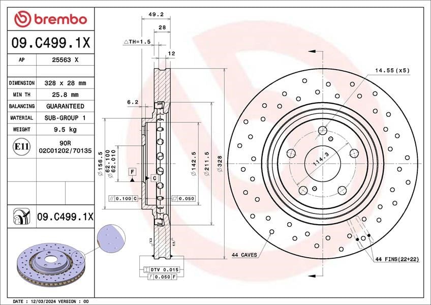 Toyota RAV4 Ön Fren Diski Hava Kanallı - Delikli BREMBO