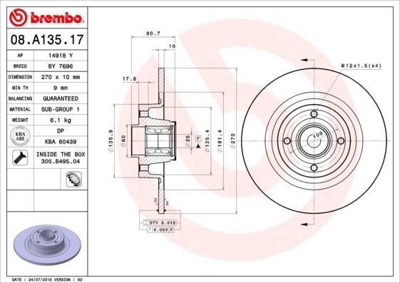 Renault Megane II SW Scenic II Arka Fren Diski BREMBO