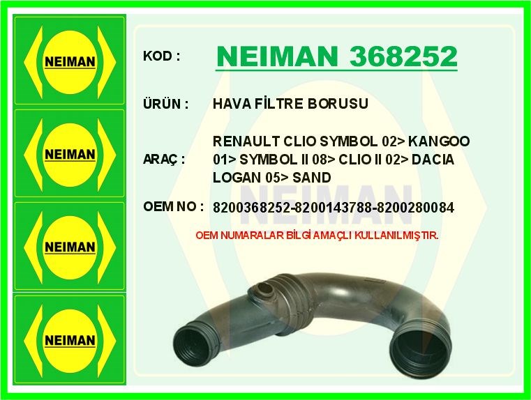 Renault Clio Symbol Hava Filtre Borusu BESCHER