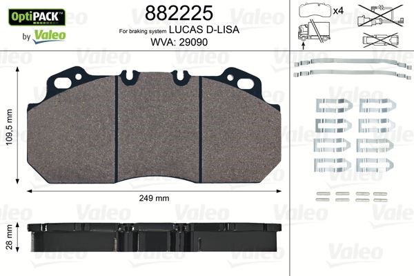 Renault Trucks Magnum Premium Disk Fren Balatası Optipack 22.5 Tekerlek İçin VALEO
