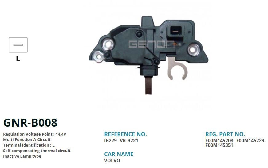 Volvo S40 Alternatör Konjektörü 12V L GENON