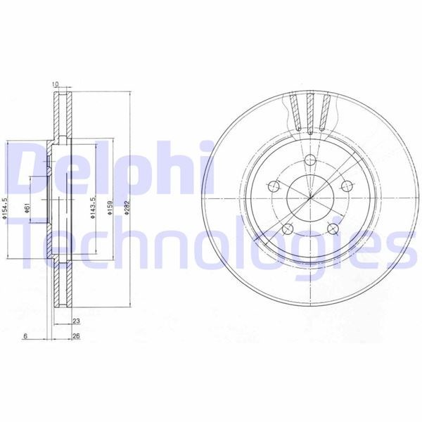 Chrysler Sebring Ön Fren Diski Delikli DELPHI