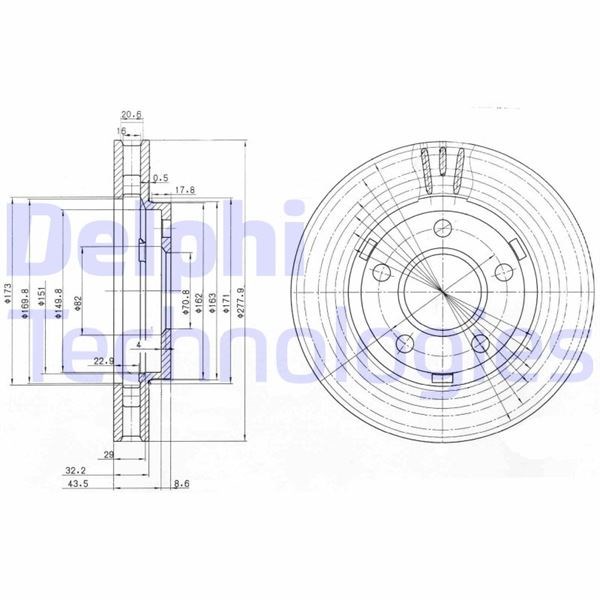 Opel Sintra Ön Fren Diski Delikli DELPHI
