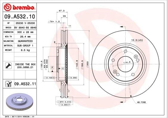 Hyundai Sonata ix35 i40 Kia Sportage Ön Fren Diski Hava Kanallı UV Kaplamalı BREMBO