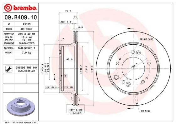 Kia Sorento Arka Fren Diski [Havalı, 315 Çap, 5 Bijon] BREMBO