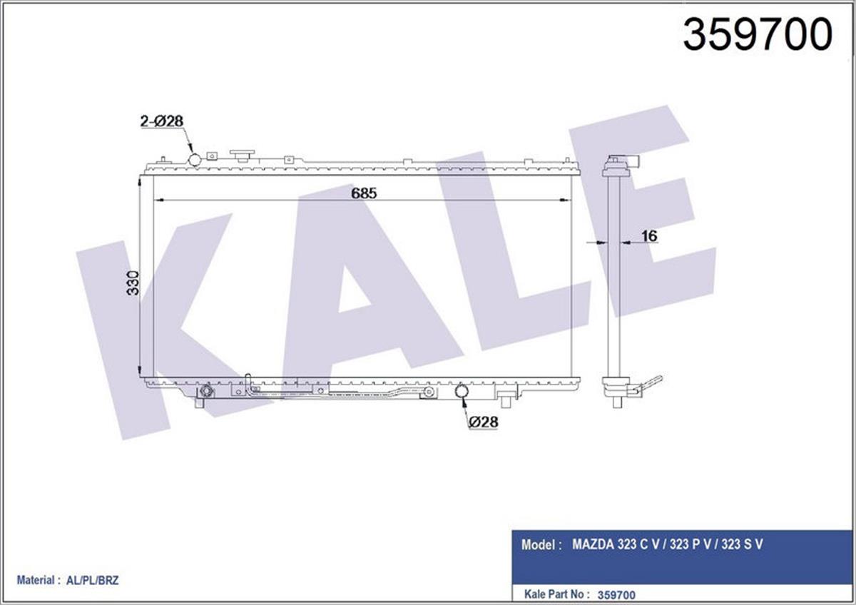 Su Radyatörü 323 C-V-323 P-V-323 S-V Al-Pl-Brz 330X688x16