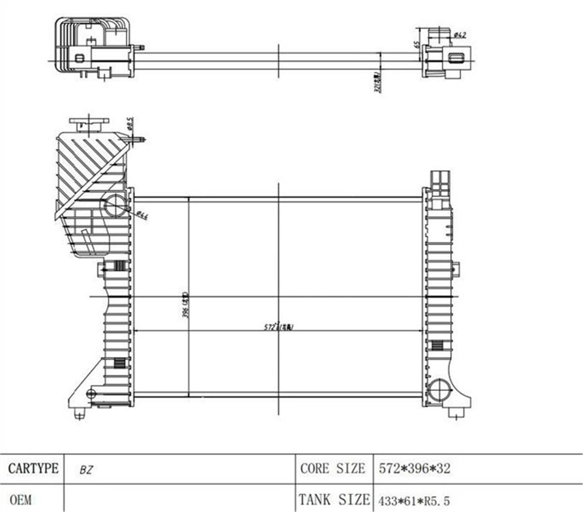 SU RADYATORU 34MM MERCEDES-BENZ  SPRINTER 214|208D|314|308|414 95-06 NAC MT