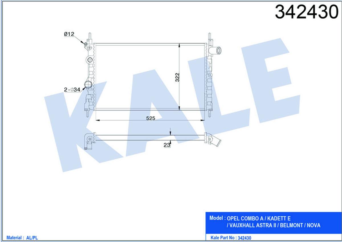 Su Radyatörü Al/Pl/Brz Astra Iı-Kadett E 1.3-1.4-1.6 Mt