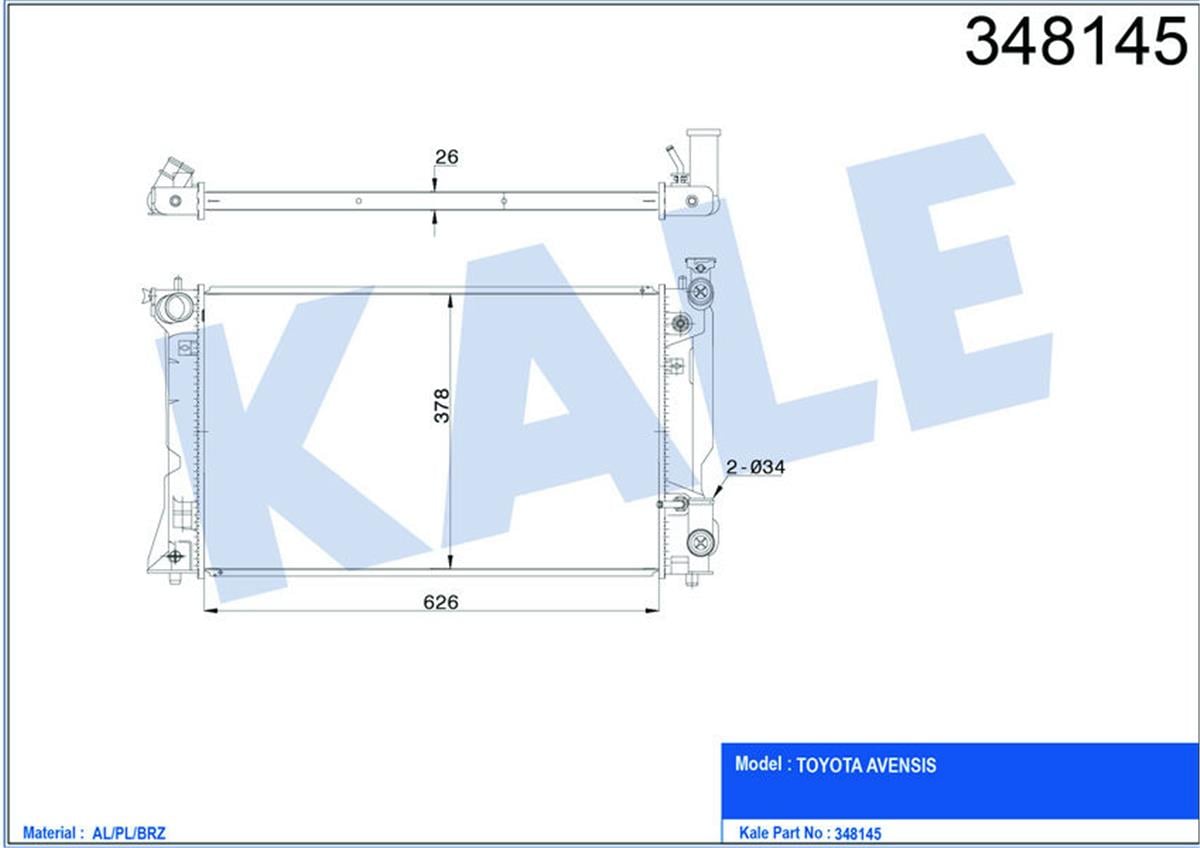 Su Radyatörü Al/Pl/Brz Avensıs 2.0 16V Vvtı 03 At