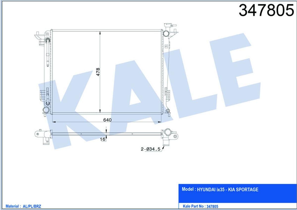 Su Radyatörü Al/Pl/Brzıx35-Kıa Sportage 1.6I-2.0I 10 At