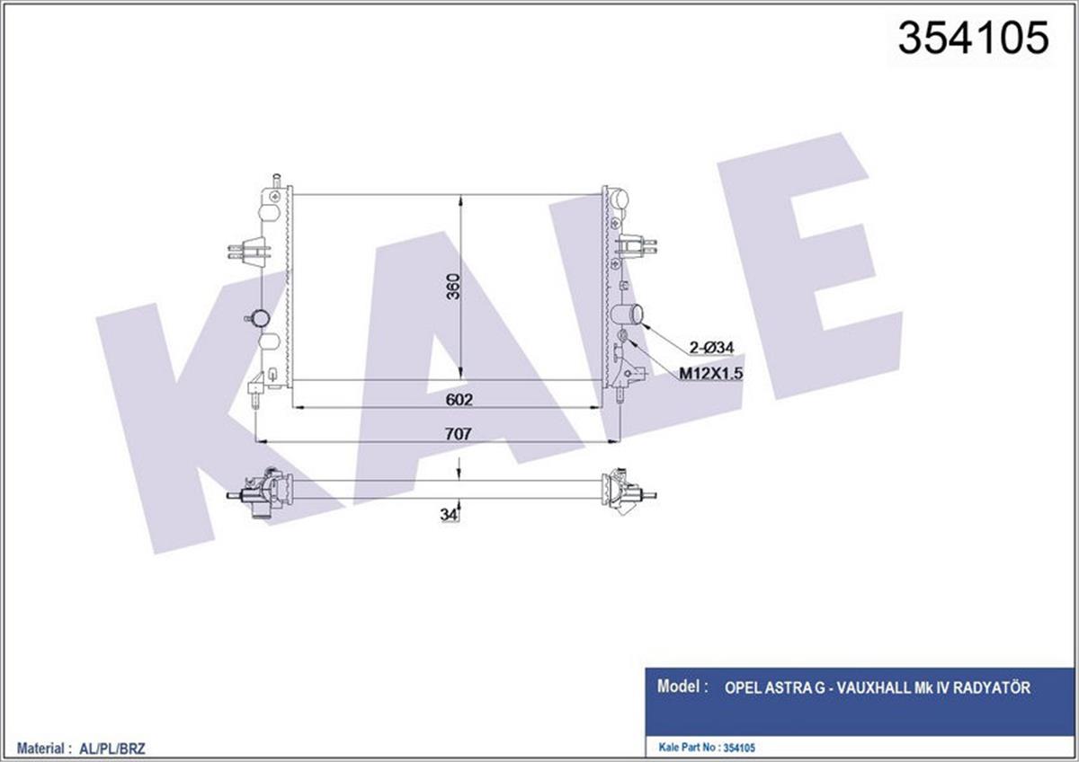 Su Radyatörü Astra G 1.6 Z16xep Ac Mek 600X375x26