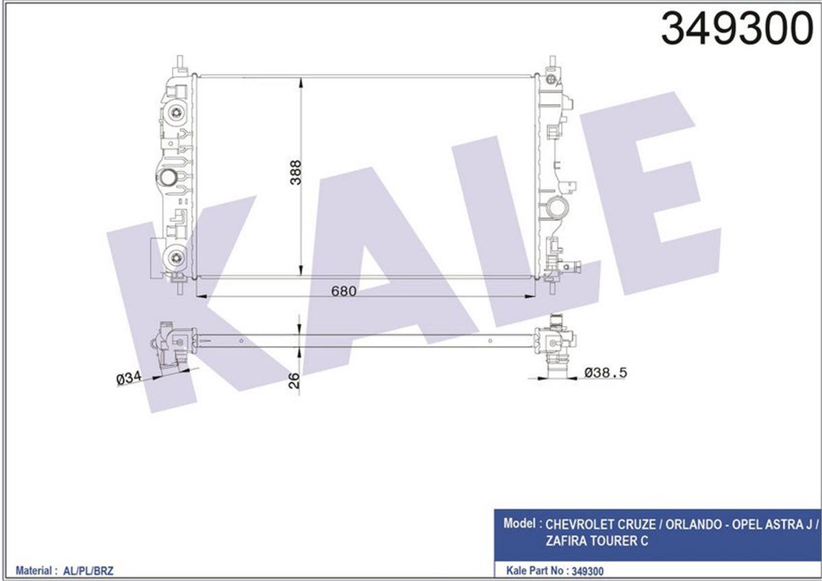 Su Radyatörü Astra J-Zafıra Tourer C-Cruze J300-J305-J308 Al/Pl/Brz 680X397x28