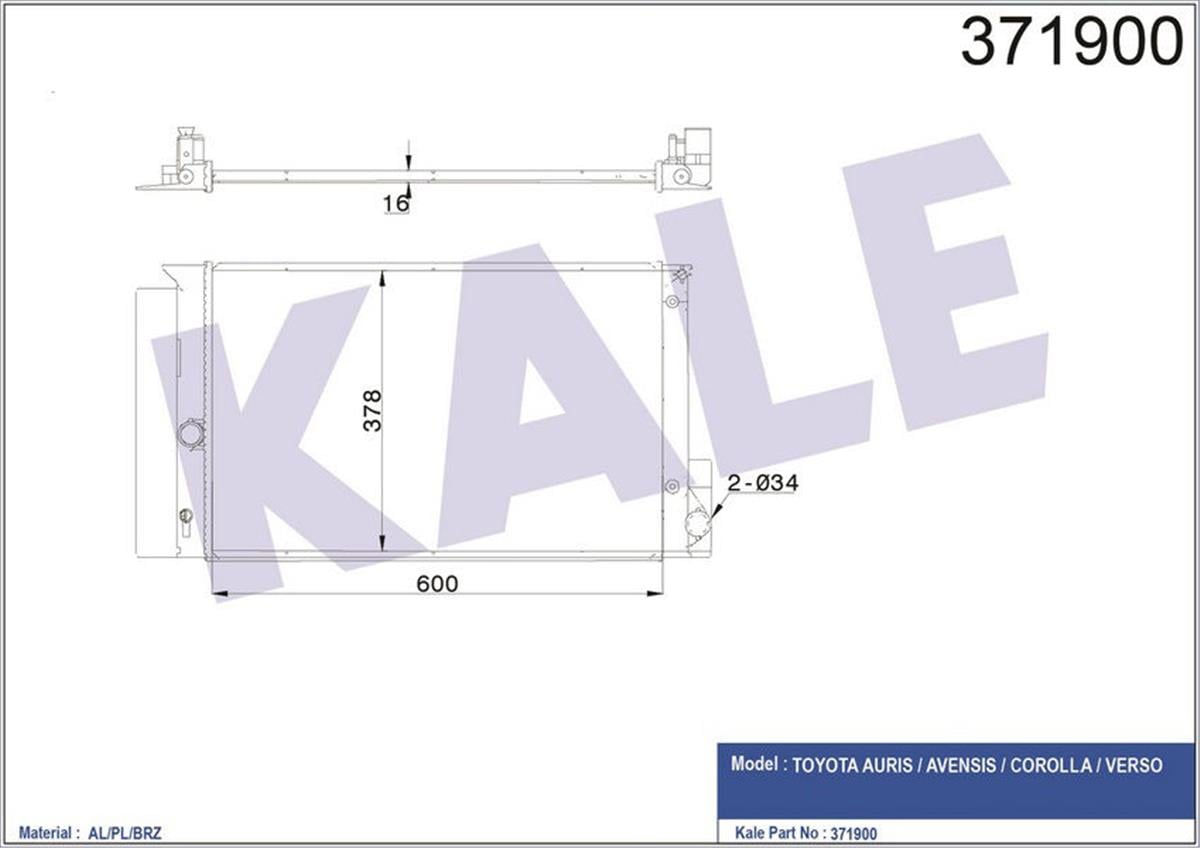 Su Radyatörü Aurıs-Corolla-Verso Otomatik Al/Pl/Brz 600X378x16