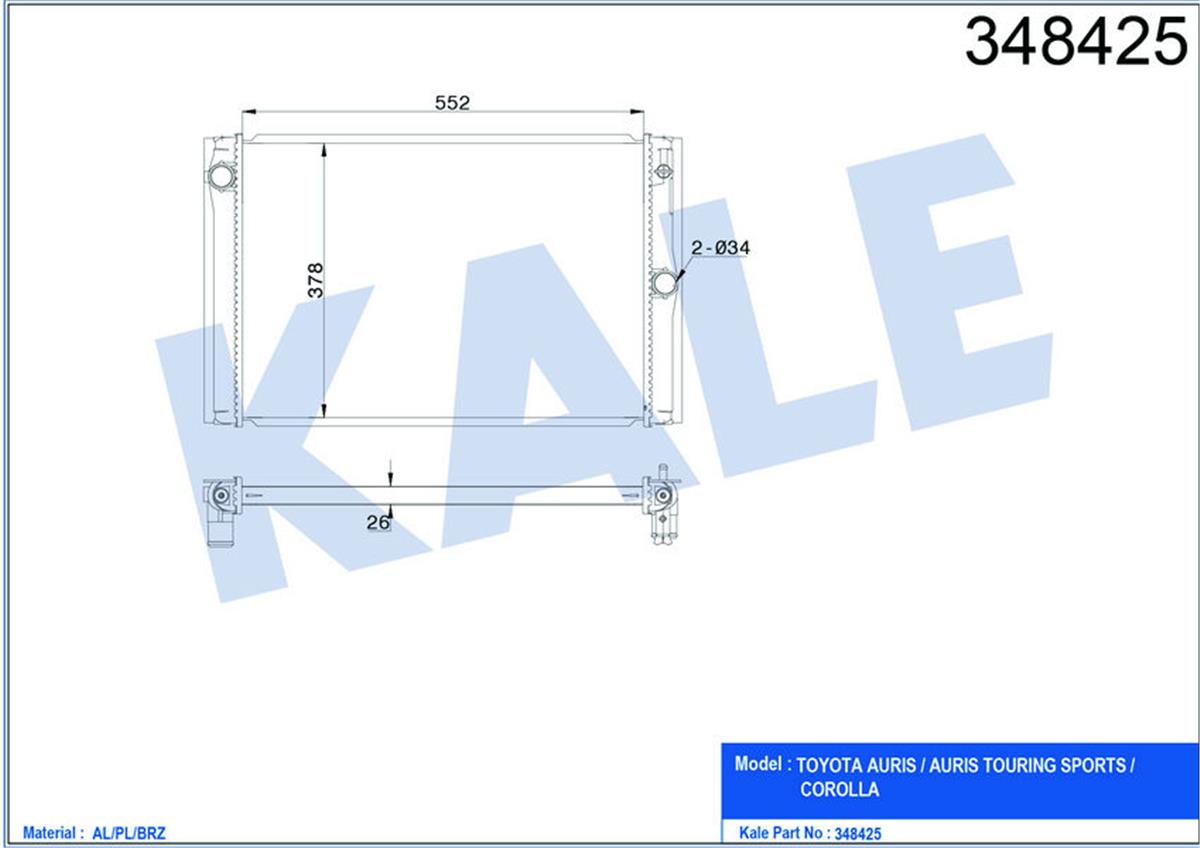 Su Radyatörü Brazing Corolla D4d 07 545X370x26