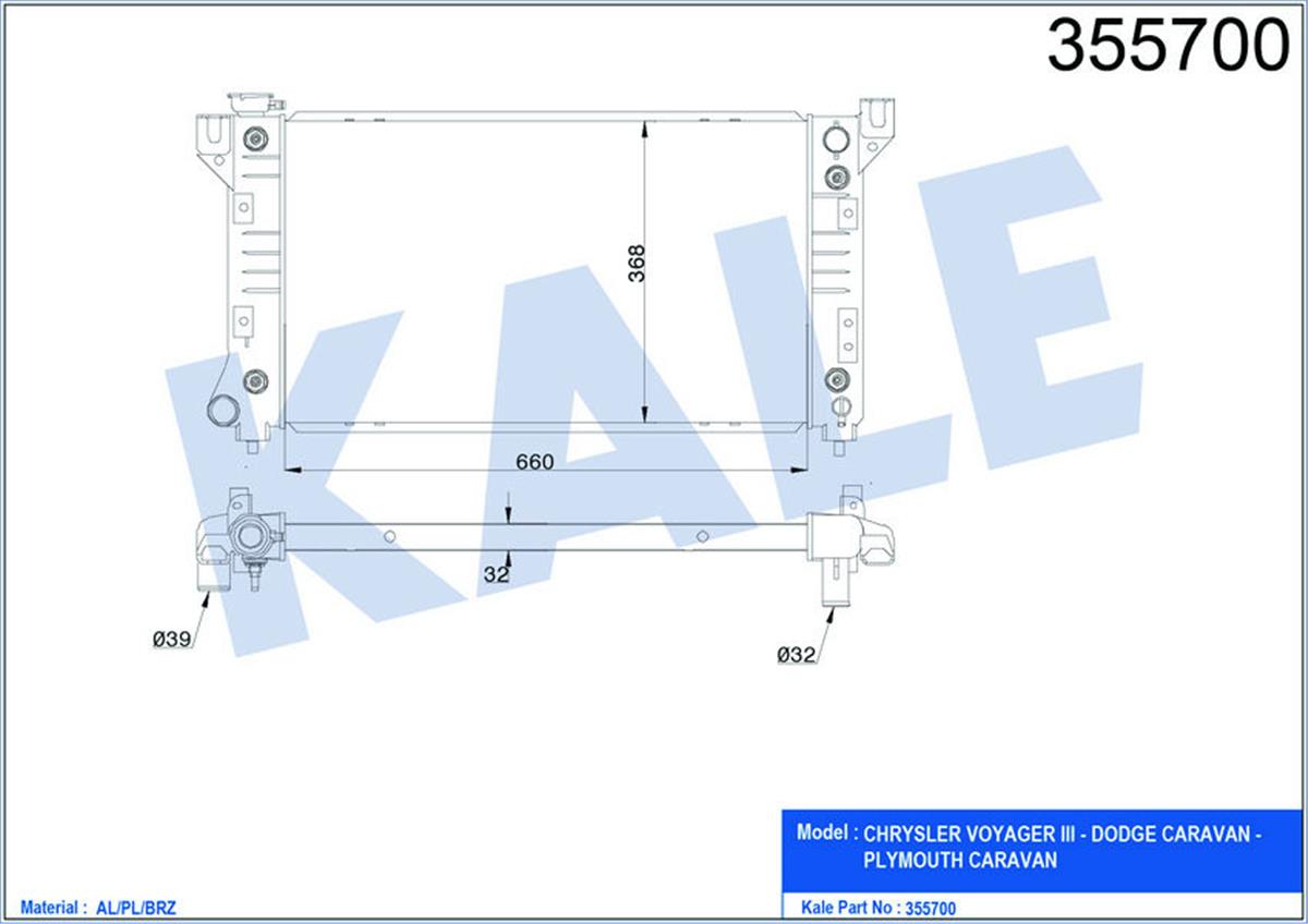 Su Radyatörü Chryler Voyager Iıı Al-Pl-Brz 660X368x32