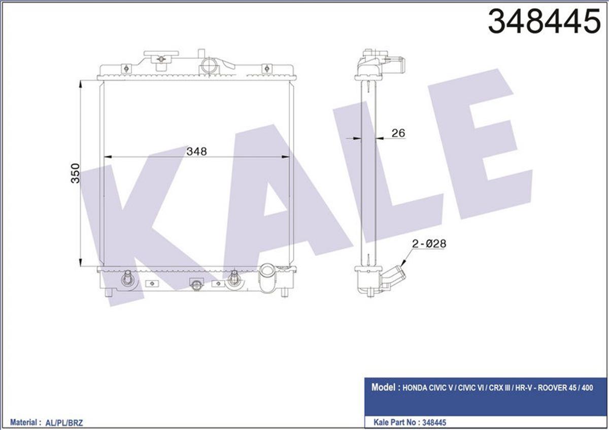 Su Radyatörü Cıviç  V-Cıviç  Vı-Hr-V-Rover 45-400 1.5-1.6 16V 91- 95-1.4-1.5-1.6