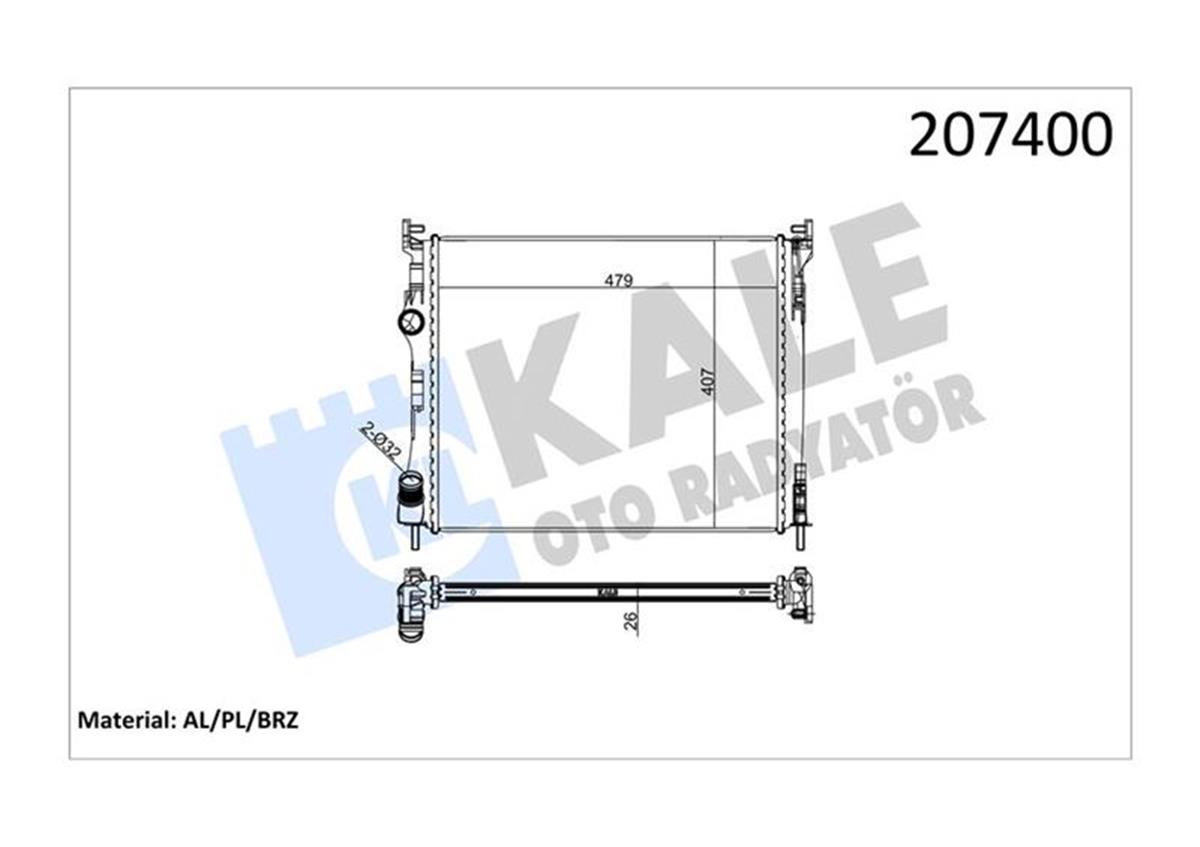 Su Radyatörü Clio 2 1.5Dcı Ac Klimasız Mek 480X399.5X26 1 Sıra Alb Sistem