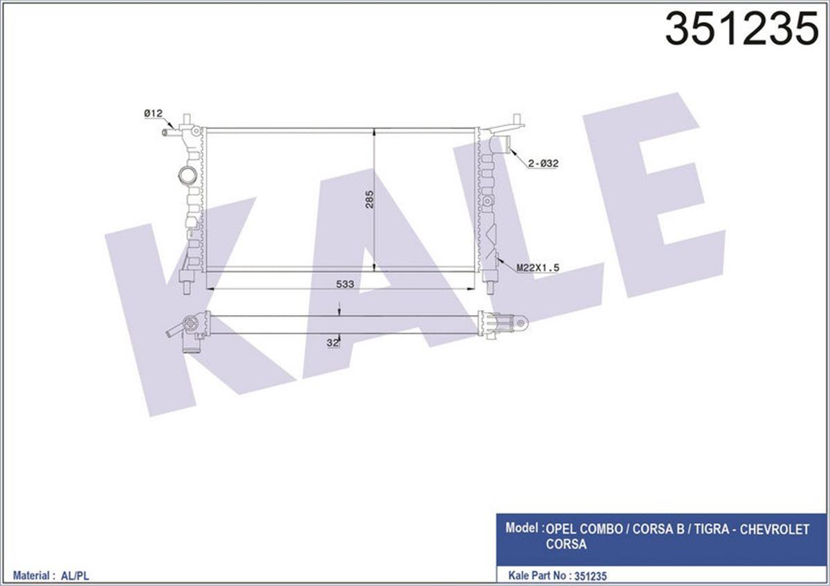 Su Radyatörü Corsa B-Tıgra-Combo 1.2-1.4-1.4 16V Klimasız Mek