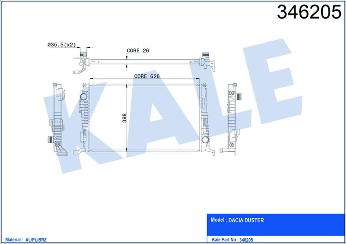 Su Radyatörü Dacıa Duster 1.5 Dci-1.5 Dci 4X4 2010 Al/Pl/Brz