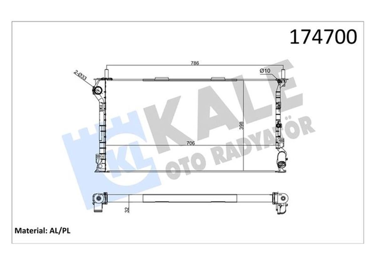 Su Radyatöru Ford Transit Connect 90 Ps 1.8 16V/1.8 Tdcı 02-13 Ac 2 Alımınyum