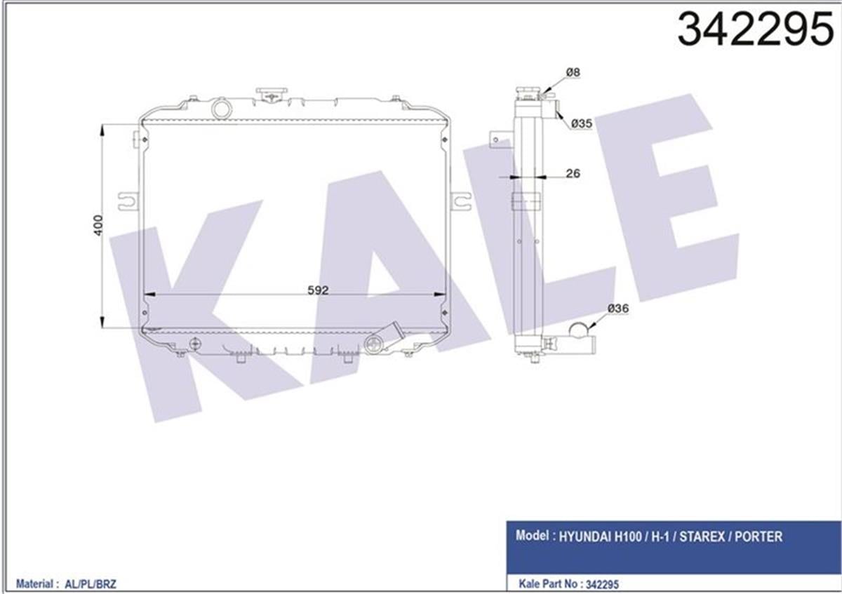 Su Radyatoru Hyundaı  H100 Kmyt 97/03  595×420X26