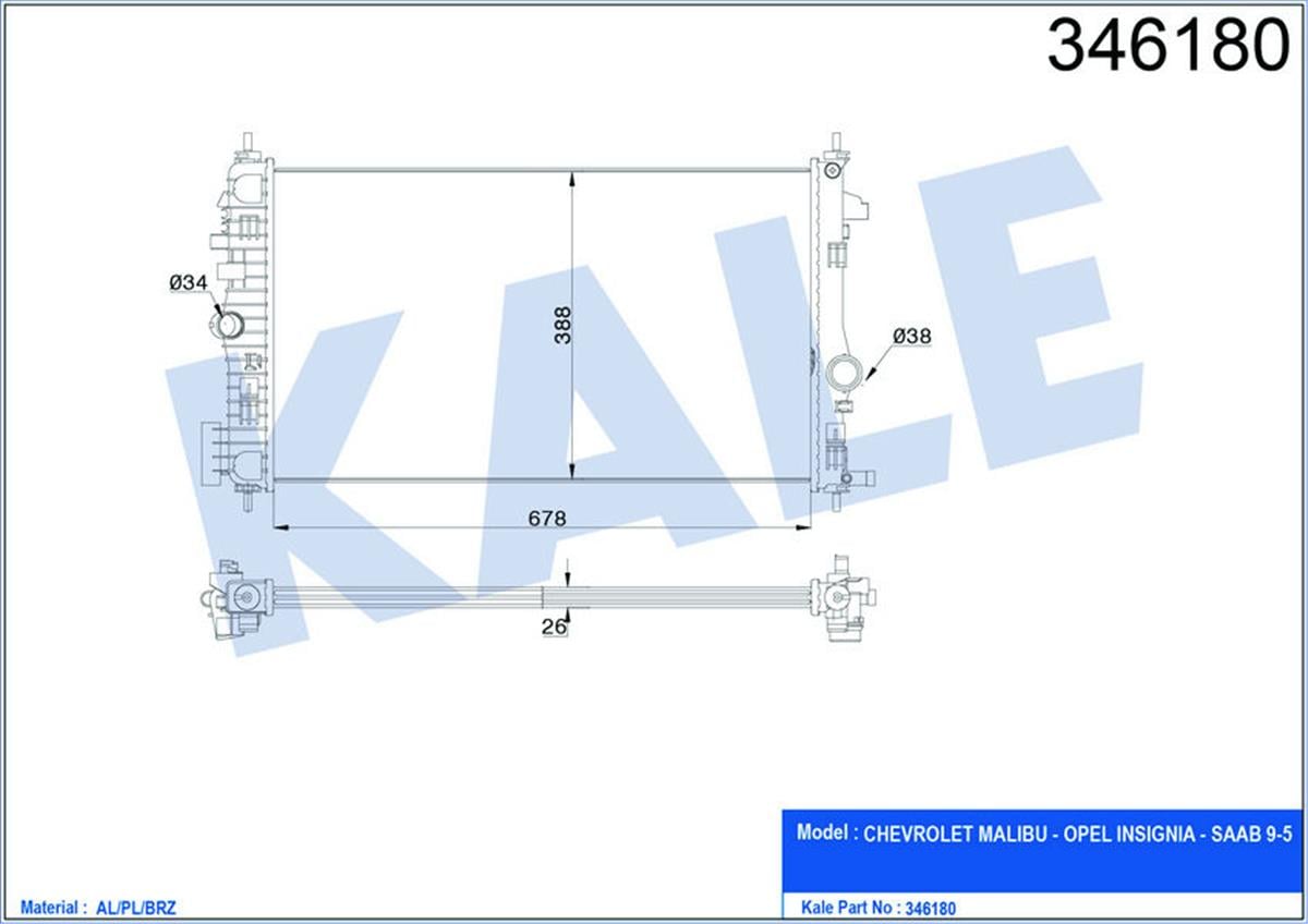 Su Radyatörü Insıgnıa 2.0 Cdtı 08 Ac /- Mek 680X379x26 Al/Pl/Brz