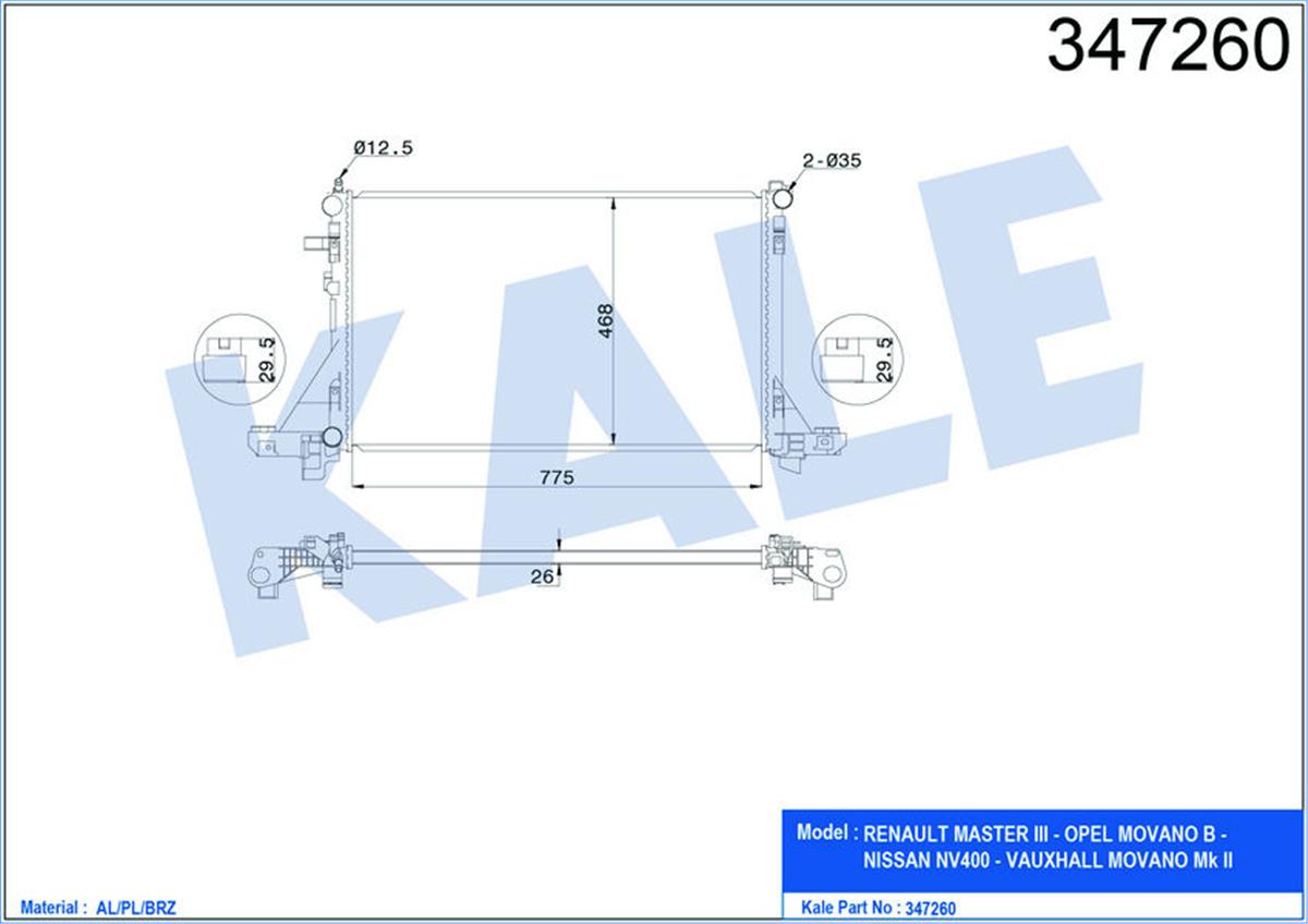 Su Radyatörü Master 3--Movano B 2.3Dcı-Cdtı 10 Klimalı 773X469x26 Mm