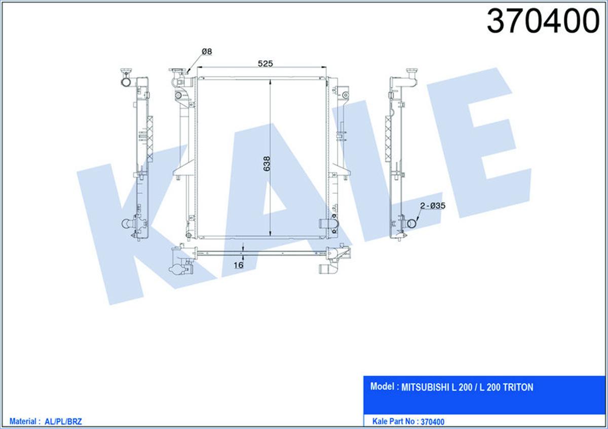 Su Radyatörü Mıtsubıshı L200 Al/Pl/Brz 525X638x16