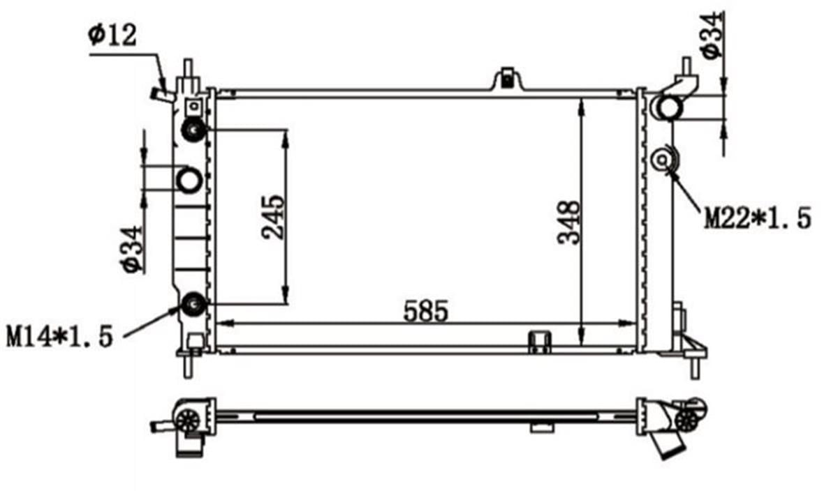 Su Radyatoru Opel:Astra F 1.4 1.6 2.0 92-98 595X359x34