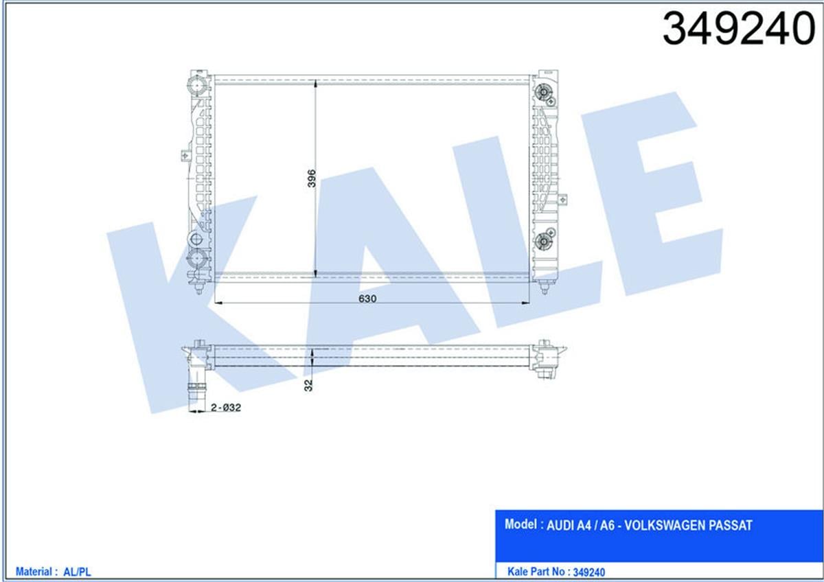 Su Radyatörü Passat 96-00 A4 95-01 A6 00-05 Adp-Ahl-Ana-Arm Ac Klimasız Mek Otom