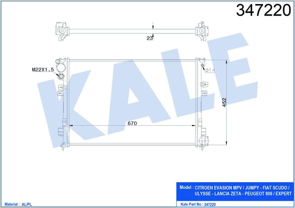 Su Radyatörü Scudo/P806 1.8İ-2.0İ 8V-2.0İ 16V Al/Mknk