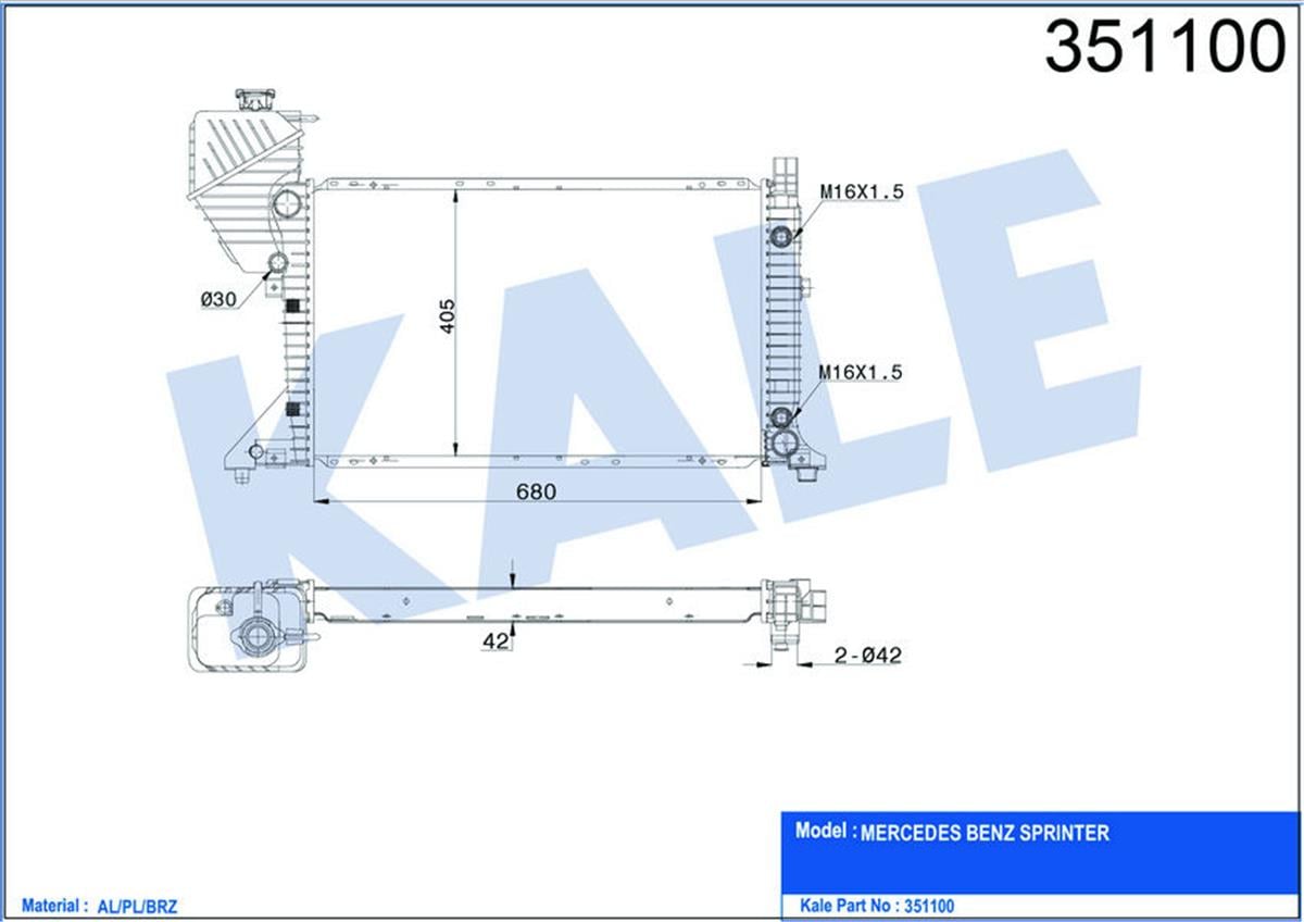 Su Radyatörü Sprınter Al/Pl/Brz 680X405x32