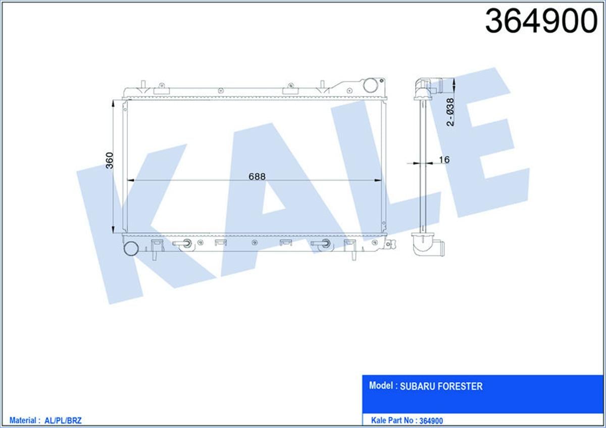 Su Radyatörü Subaru Forester Al-Pl-Brz 360X688x26