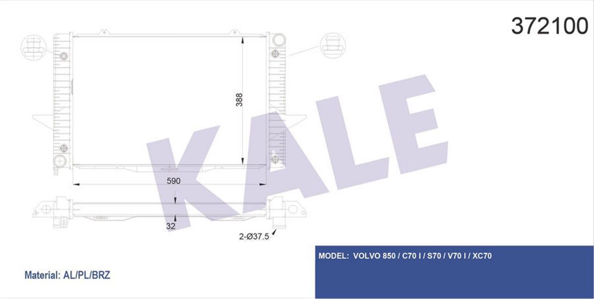 Su Radyatörü Turbolu Volvo C70 I V70 I 1998-2005 S70 97-00 Xc70 97-02 850 93-97