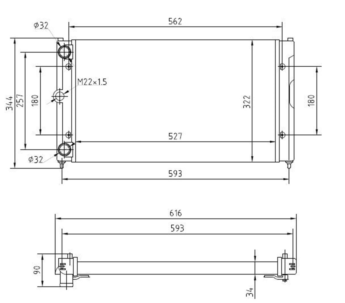 Su Radyatoru Vw:Polo Classiç  1.4 1.6 Nac Afh Aft 525X322x34