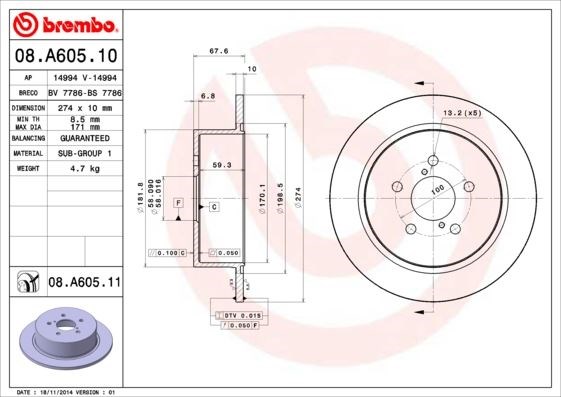 Subaru Arka Fren Diski UV Kaplamalı BREMBO