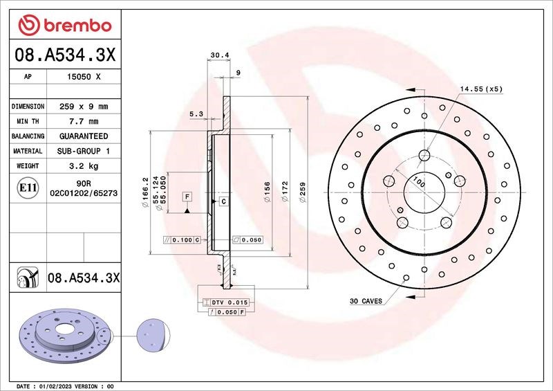 Lexus CT Subaru Trezia Toyota Prius Corolla Fren Diski BREMBO