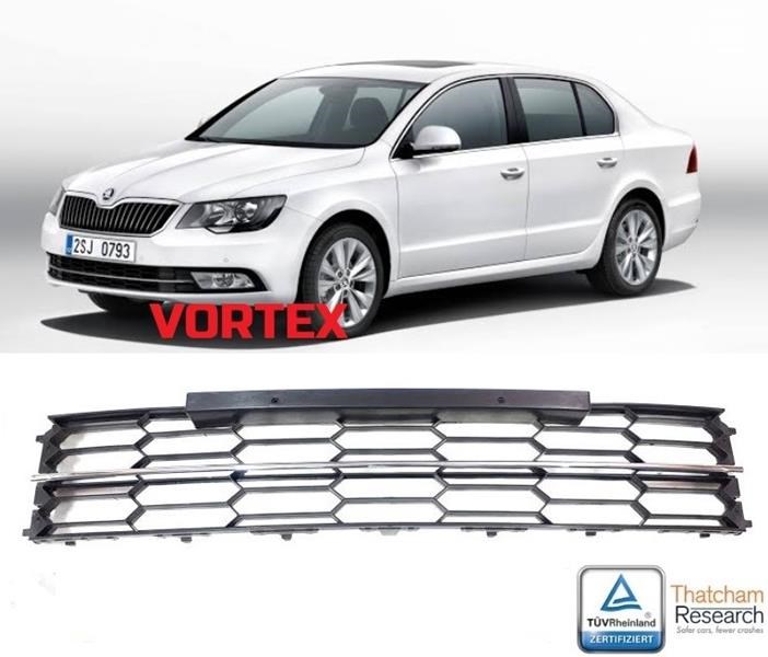 Skoda Superb Ön Tampon Orta Izgara Kromlu DOGAN-
