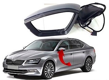 Skoda Superb Dış Dikiz Ayna Komple Sol Çevre Aydınlatmalı Katlanır GKL