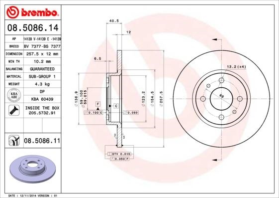 Fiat Tempra Tipo Marea Brava Bravo 96> Alfa Romeo 145-146 Lancia... BREMBO