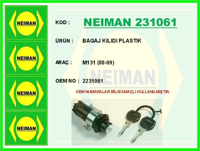 Tofaş M131 Bagaj Kilidi Plastik BESCHER