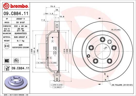 Volkswagen Touareg Arka Fren Aynası Havalı BREMBO