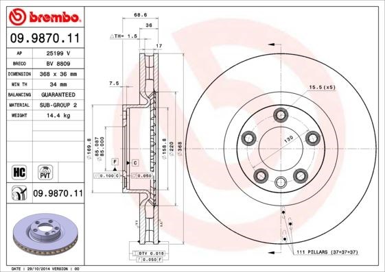 Volkswagen Touareg Ön Fren Diski BREMBO