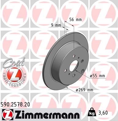 Toyota Yaris Arka Fren Diski Dolu Tip 269mm ZIMMERMANN