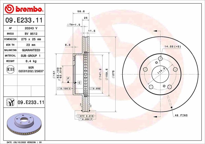 Toyota Tacoma Pickup Ön Fren Diski BREMBO