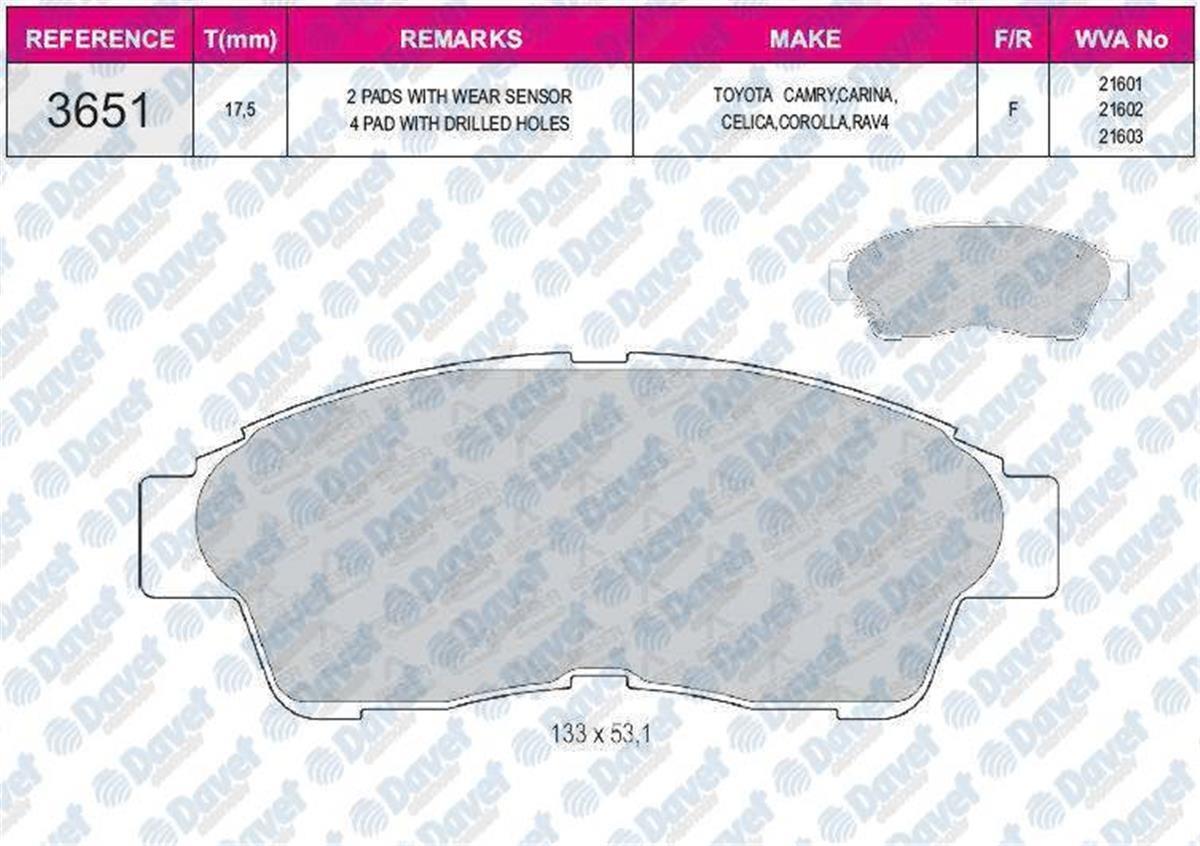 Toyota Corolla Ae101 1.6İe Fren Balatası Ferbe On Shimli Wva 21601 (92-99)